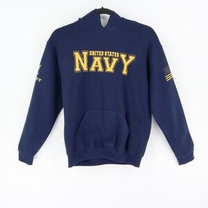 United States Navy Sweatshirt Youth Sz L Blue American Flag Long‎ Sleeve Jerzees